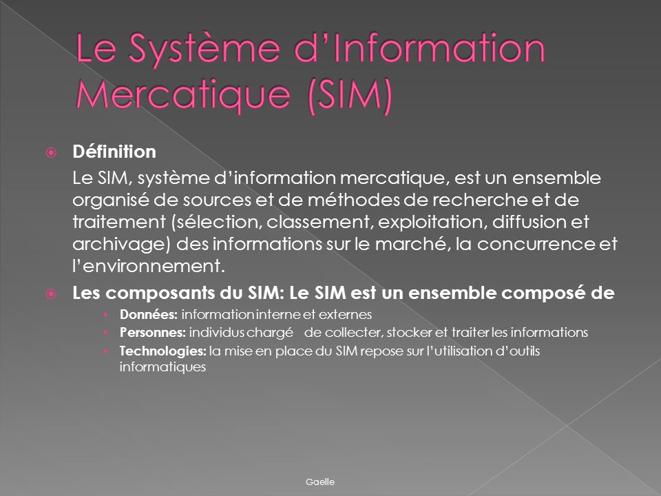 Le Système d’Information Mercatique (SIM)