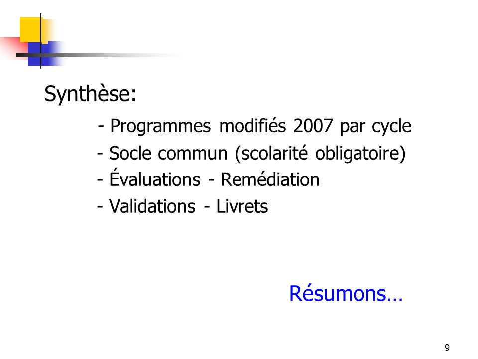 - Programmes modifiés 2007 par cycle