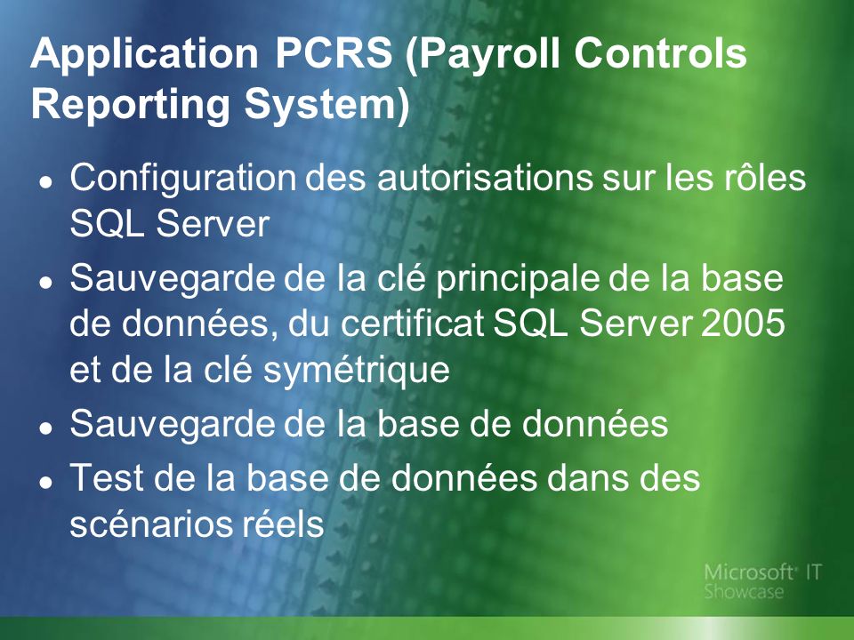 Application PCRS (Payroll Controls Reporting System)