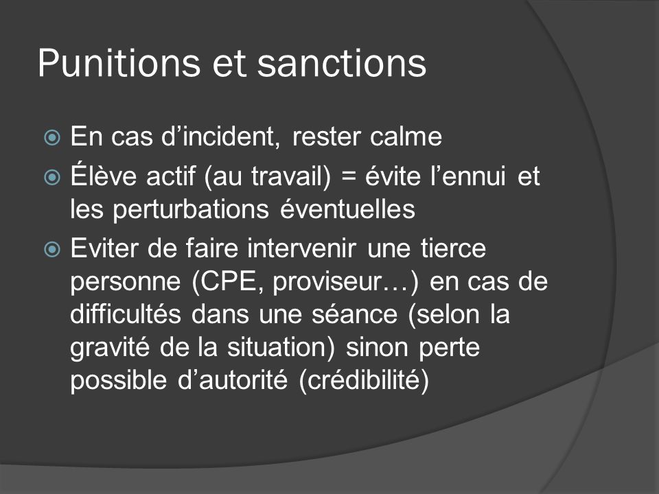 Punitions et sanctions