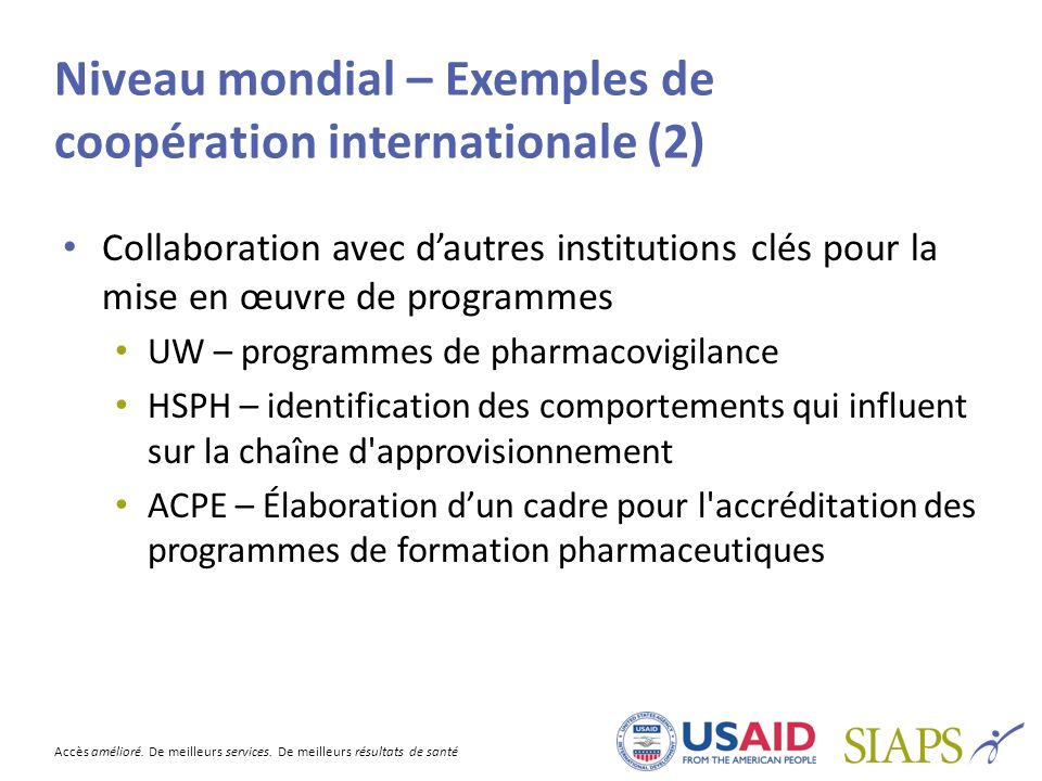 Programme des systèmes pour l'amélioration de l'accès aux produits et ...