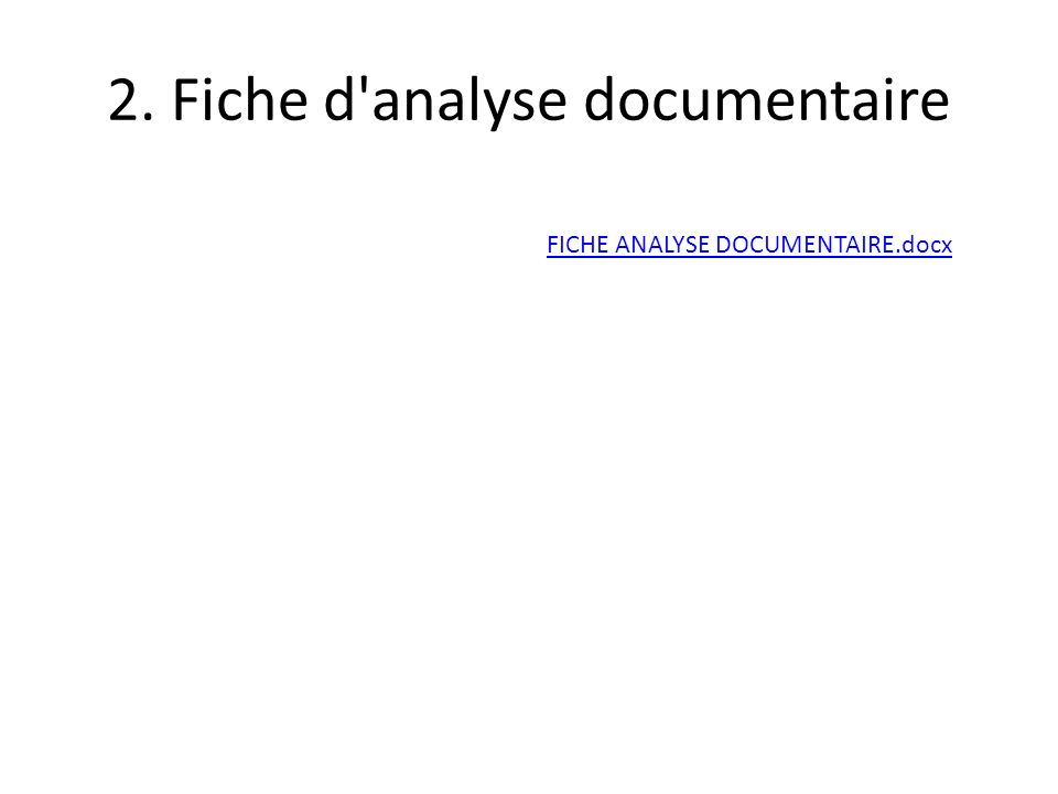 2. Fiche d analyse documentaire