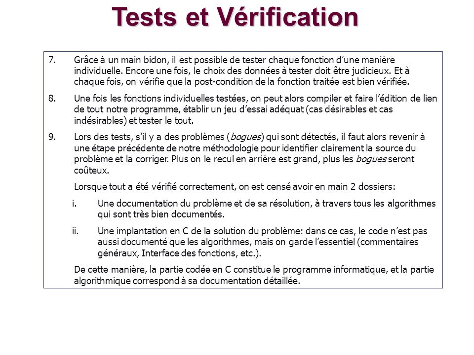 Tests et Vérification
