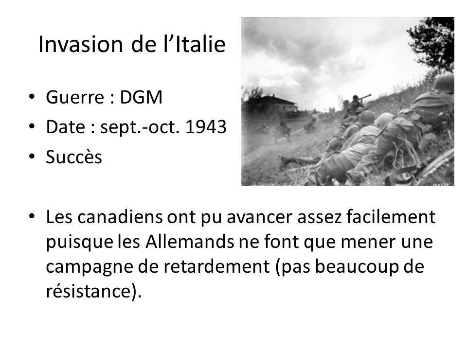 Invasion de l’Italie Guerre : DGM Date : sept.-oct Succès