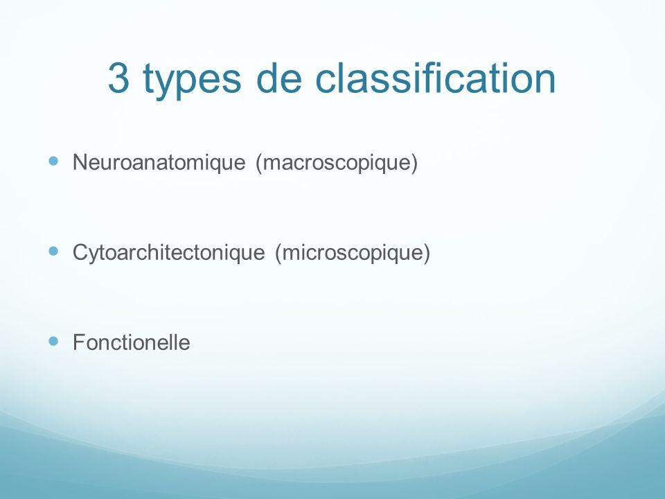 3 types de classification