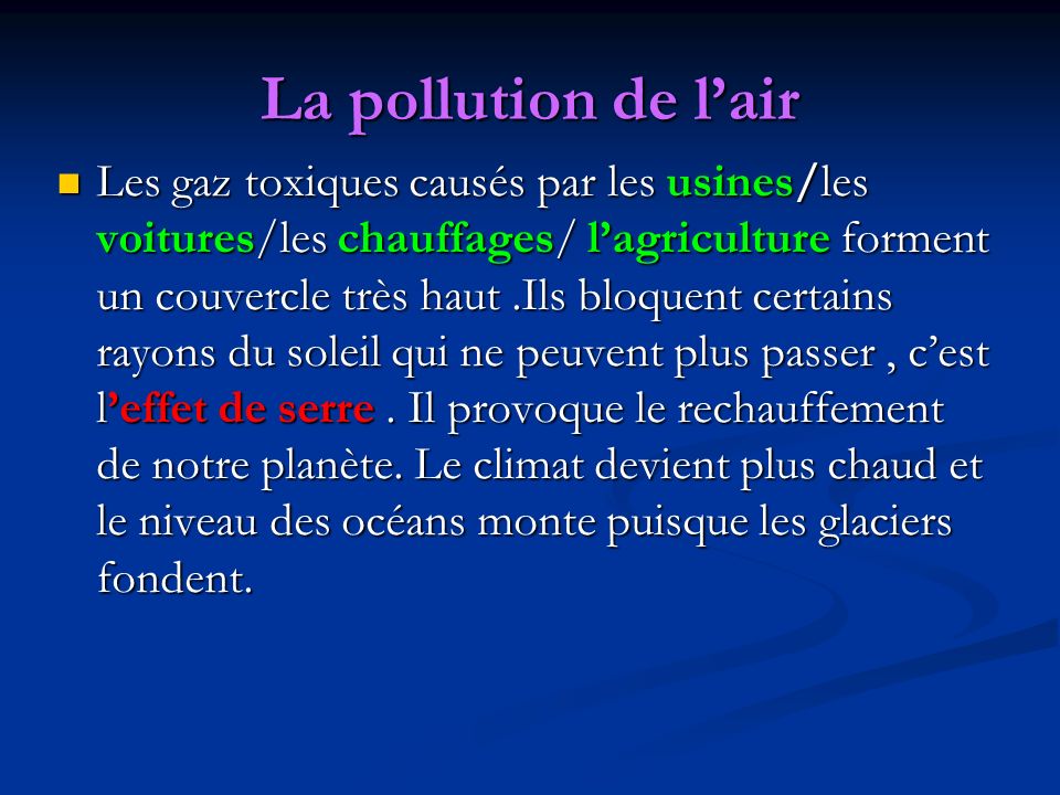 La pollution de l’air