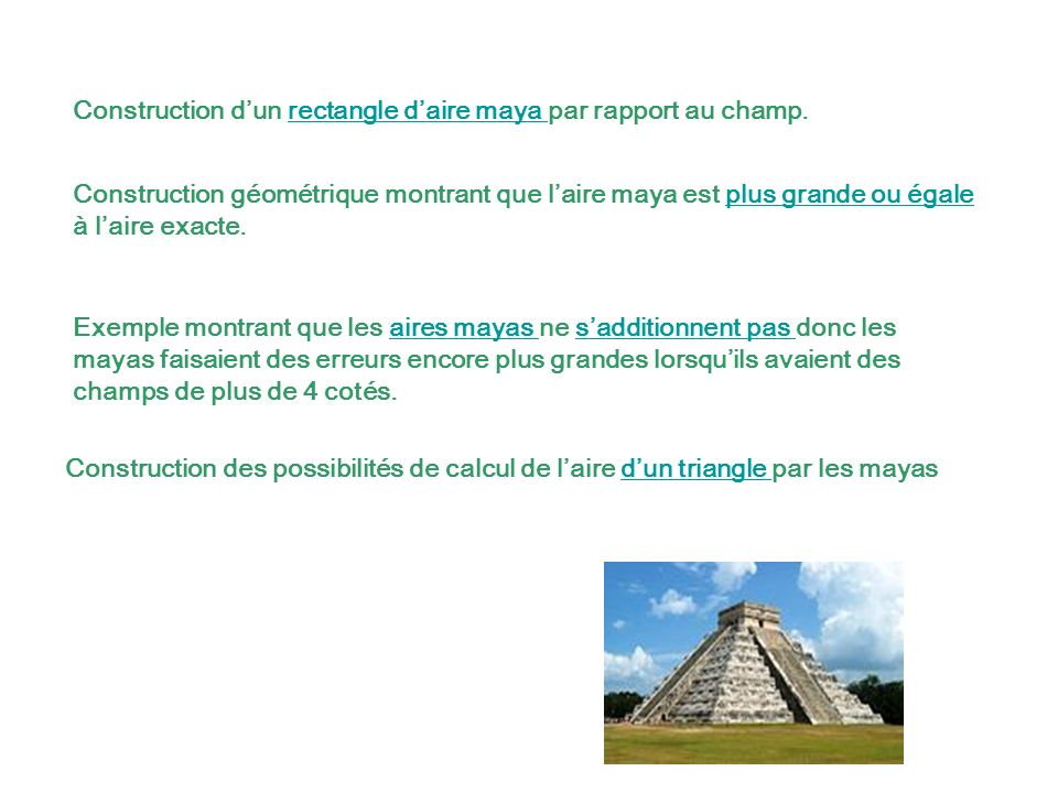 Construction d’un rectangle d’aire maya par rapport au champ.