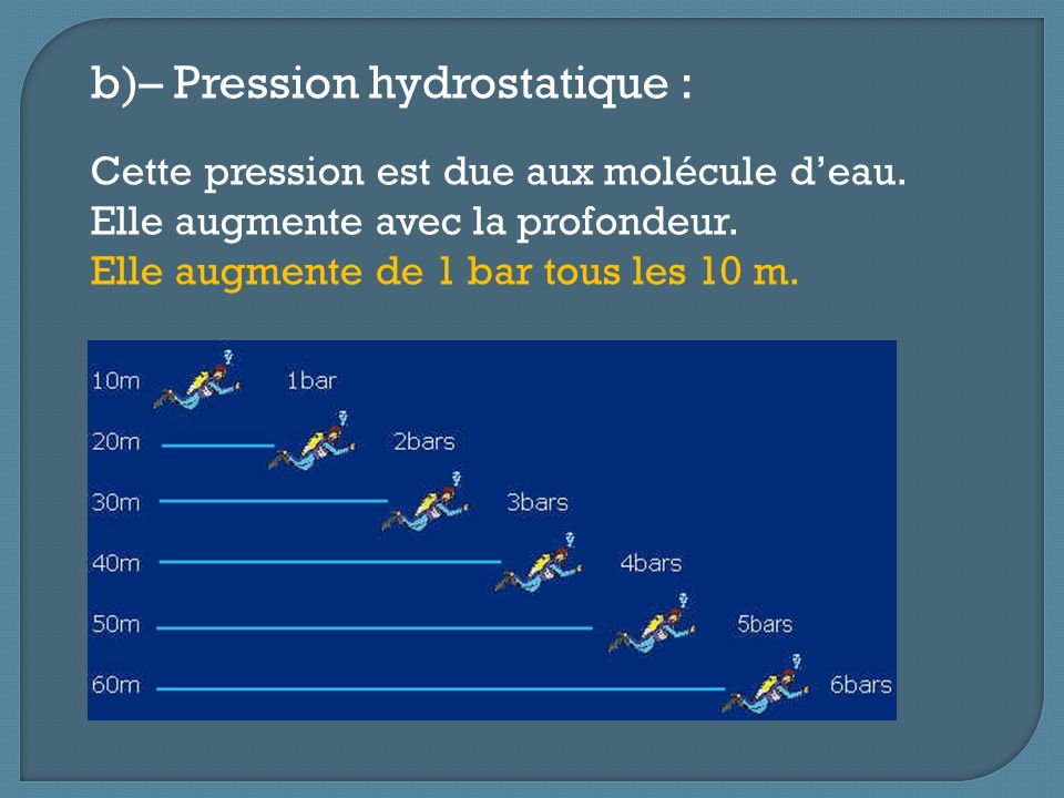 b)– Pression hydrostatique :