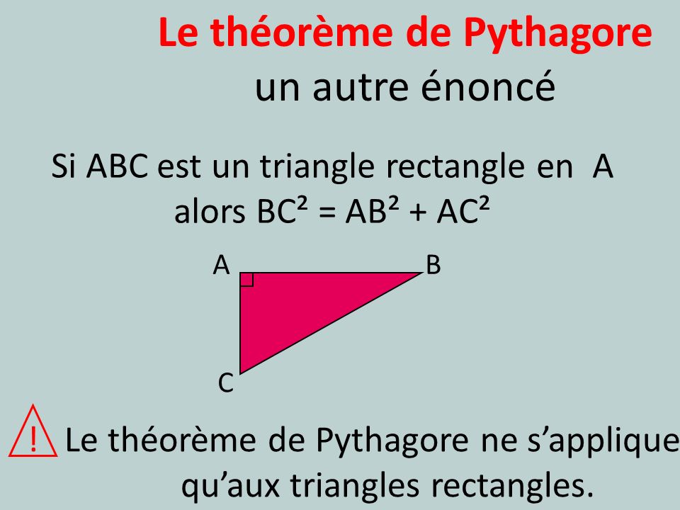 Le théorème de Pythagore un autre énoncé