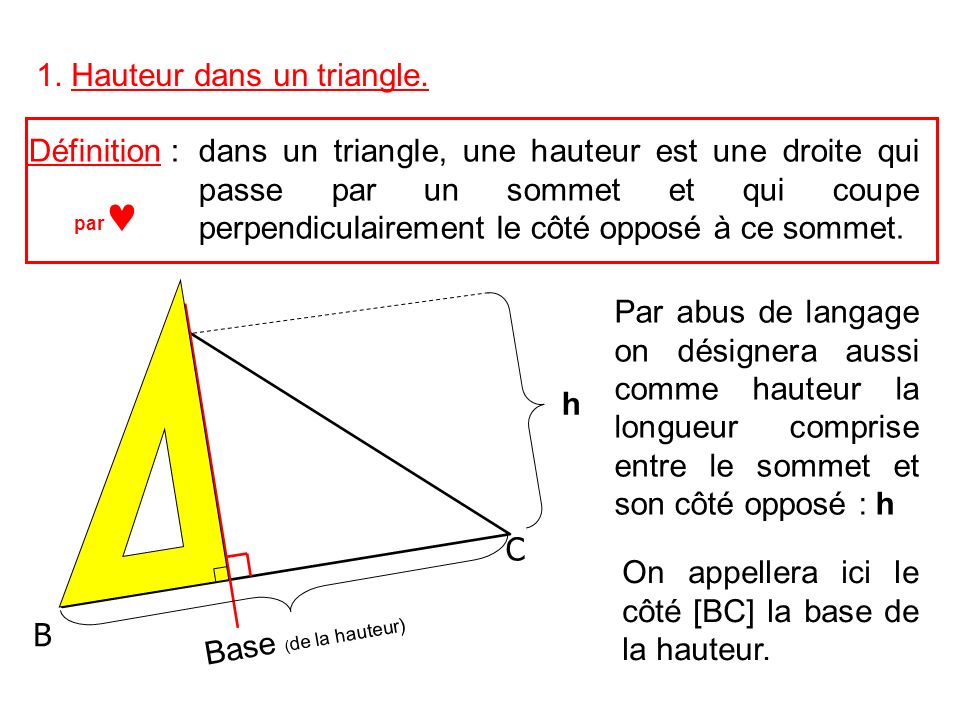 1. Hauteur dans un triangle.