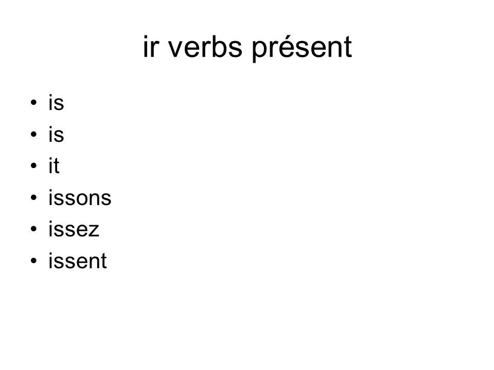 ir verbs présent is it issons issez issent