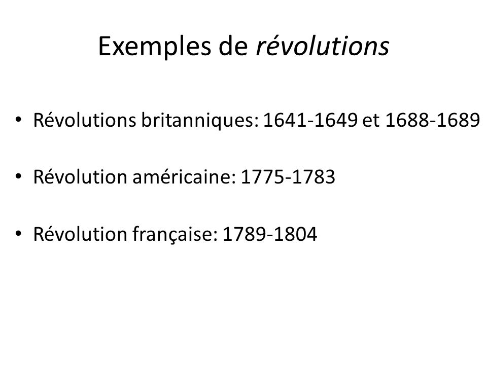 Exemples de révolutions
