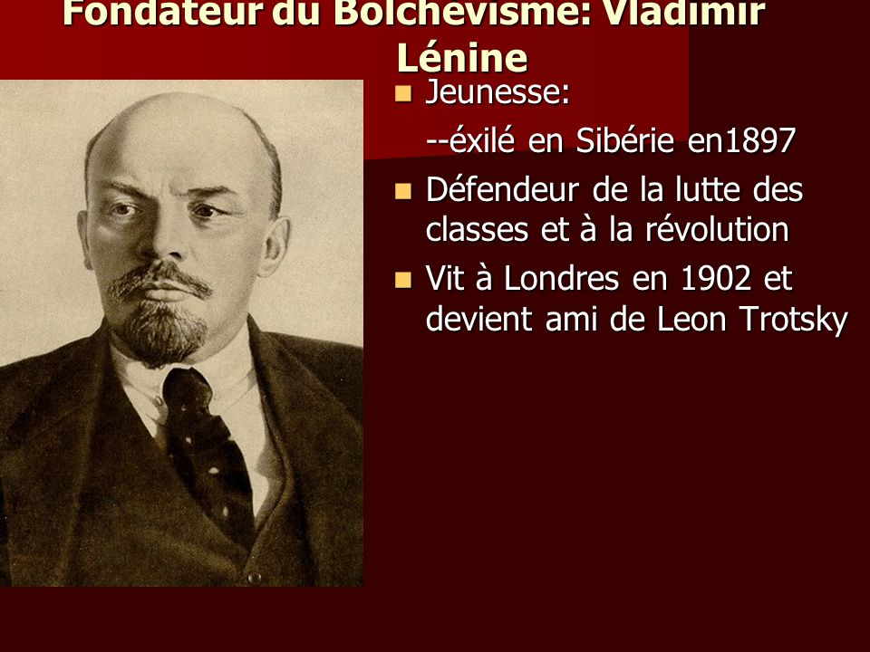 Fondateur du Bolchévisme: Vladimir Lénine