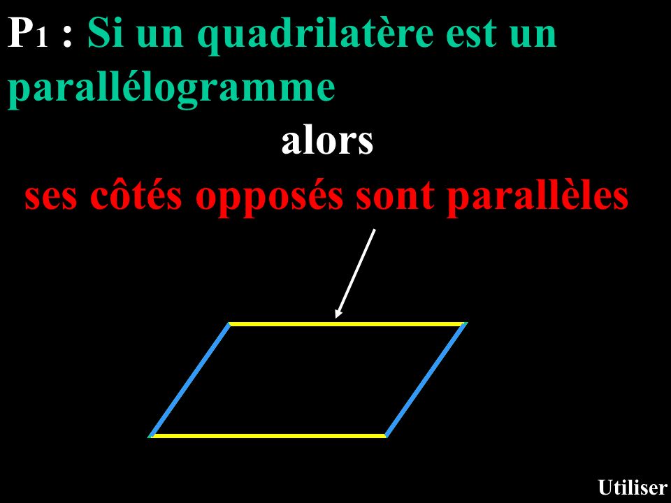 P1 : Si un quadrilatère est un parallélogramme alors