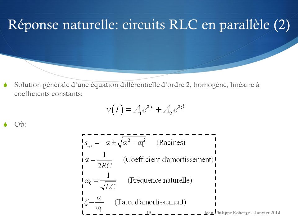 Réponse naturelle: circuits RLC en parallèle (2)