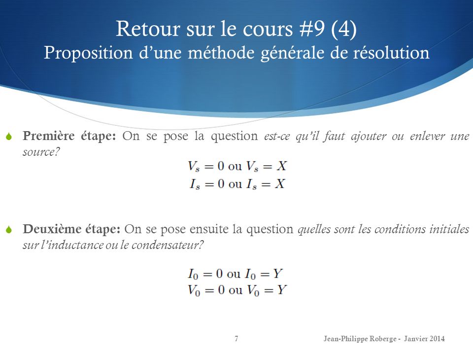 Retour sur le cours #9 (4) Proposition d’une méthode générale de résolution