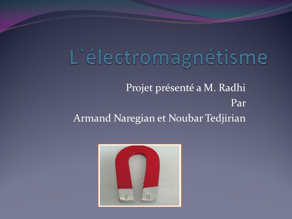 Projet présenté a M. Radhi Par Armand Naregian et Noubar Tedjirian