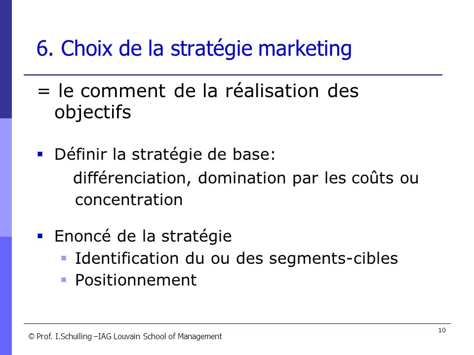 6. Choix de la stratégie marketing
