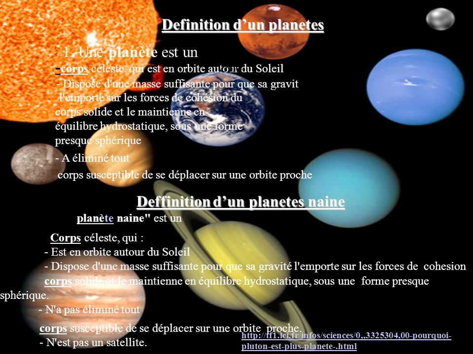 Definition d’un planetes Deffinition d’un planetes naine
