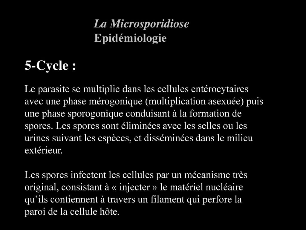 5-Cycle : La Microsporidiose Epidémiologie