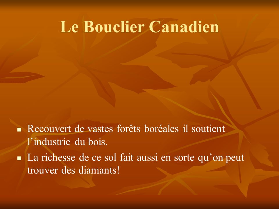 Le Bouclier Canadien Recouvert de vastes forêts boréales il soutient l’industrie du bois.
