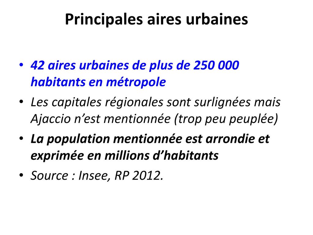 Principales aires urbaines