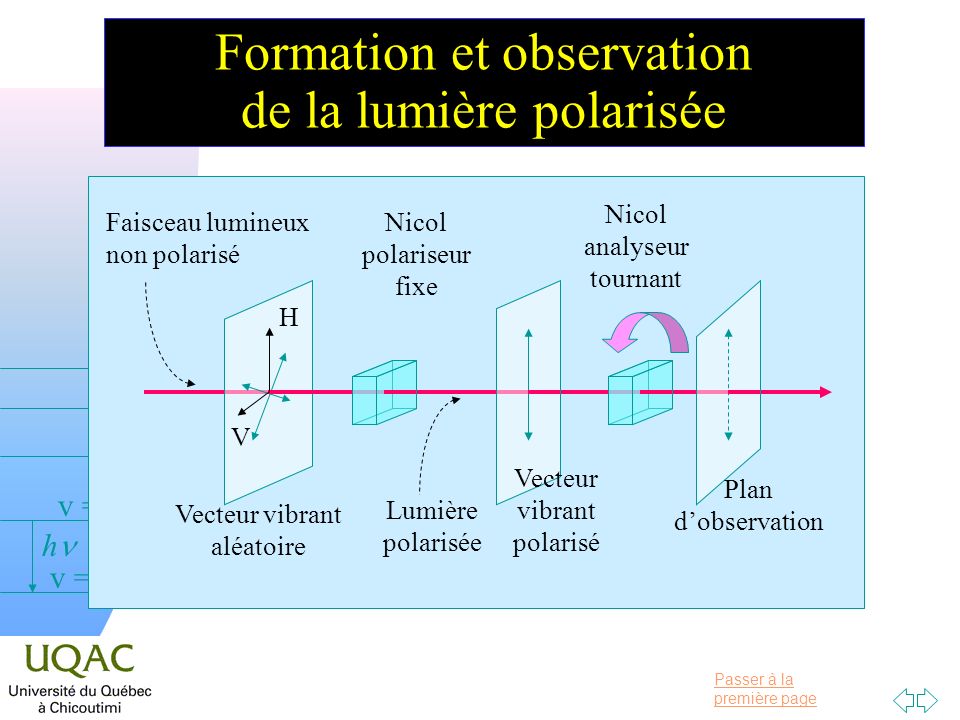 Formation et observation de la lumière polarisée