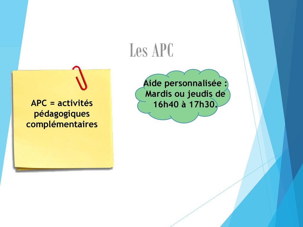 APC = activités pédagogiques complémentaires