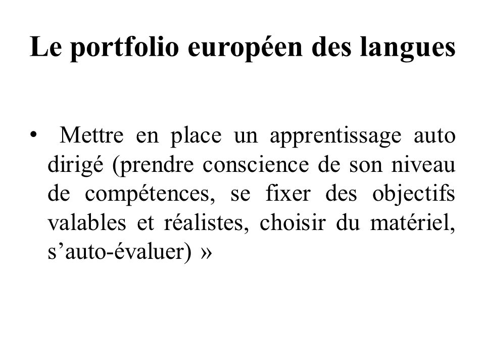 Le portfolio européen des langues