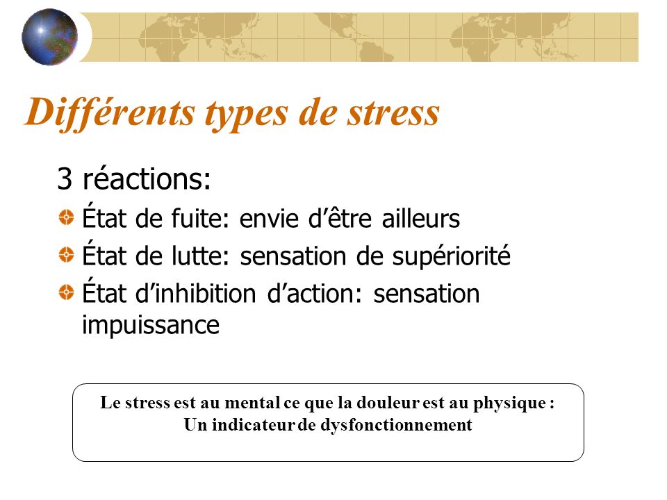Différents types de stress