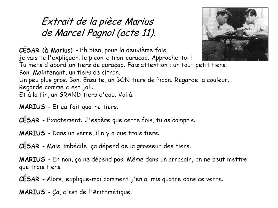 Extrait de la pièce Marius de Marcel Pagnol (acte 11).