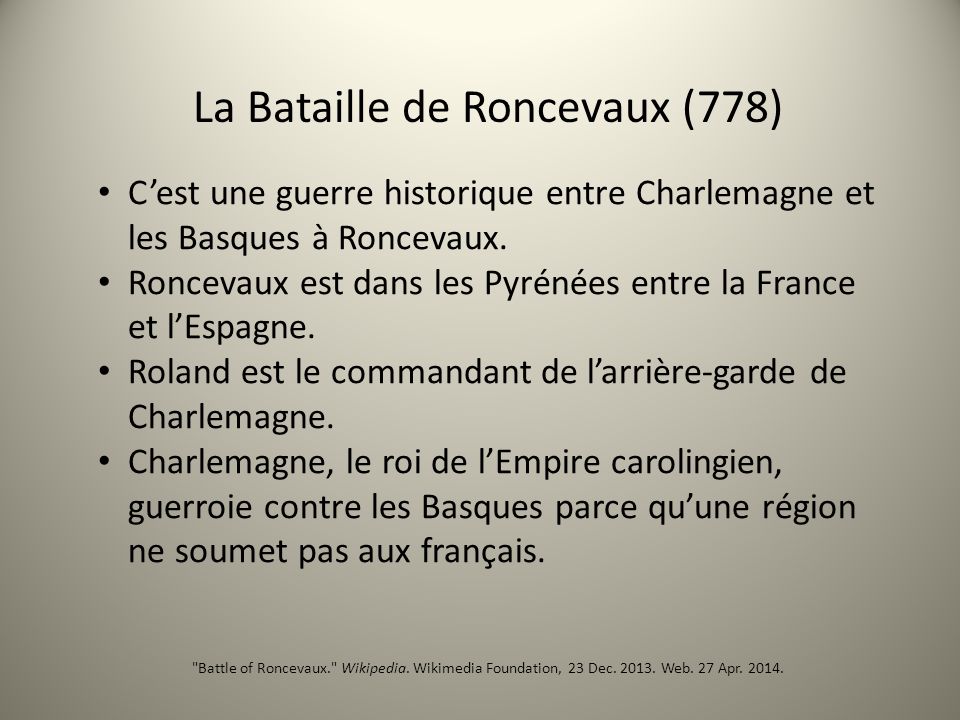 La Bataille de Roncevaux (778)