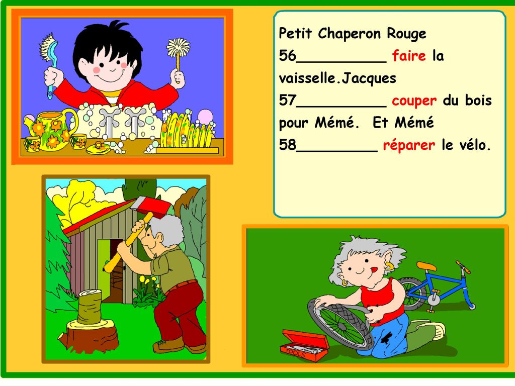 Petit Chaperon Rouge 56__________ faire la vaisselle
