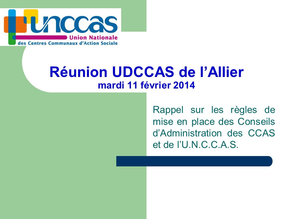 Réunion UDCCAS de l’Allier mardi 11 février 2014