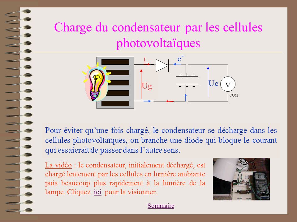 Charge du condensateur par les cellules photovoltaïques