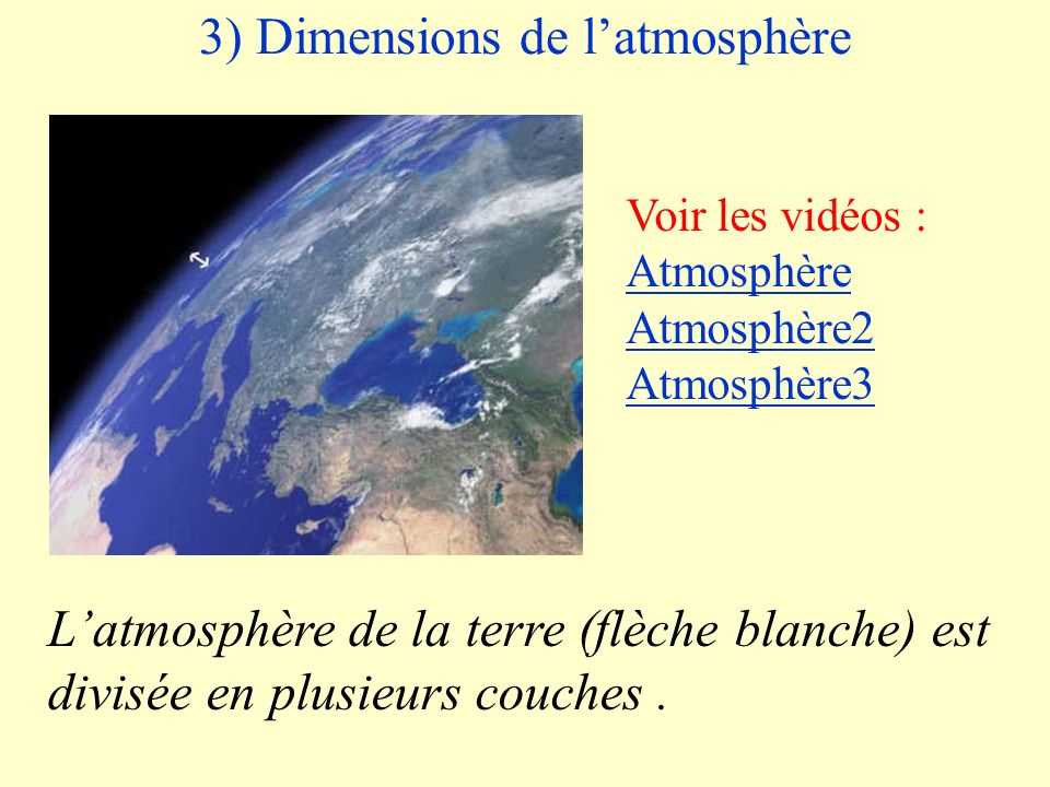 3) Dimensions de l’atmosphère