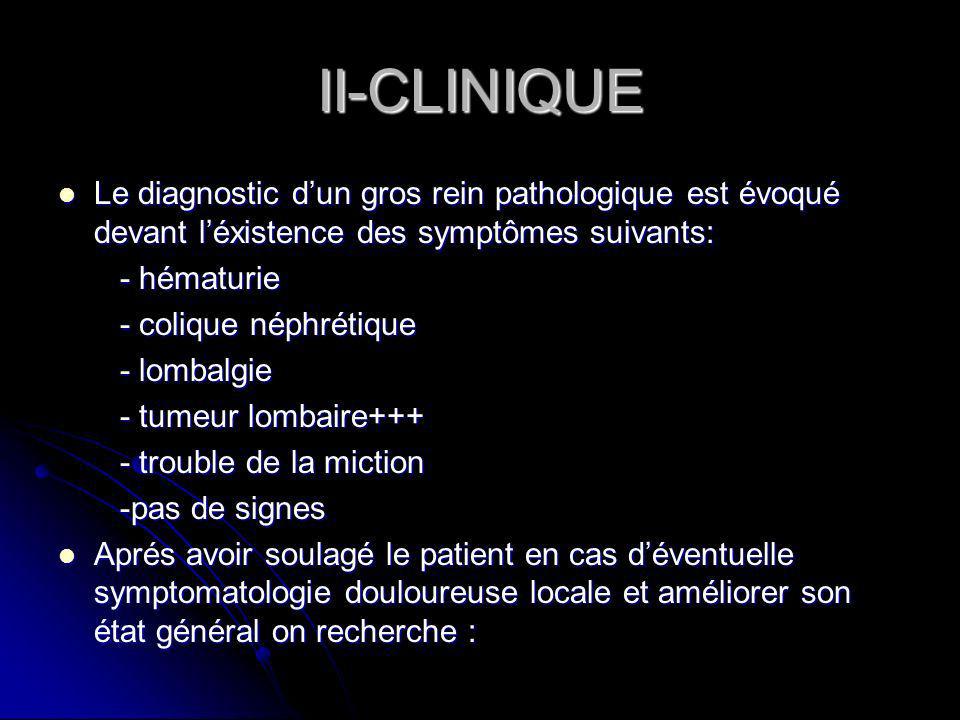 II-CLINIQUE Le diagnostic d’un gros rein pathologique est évoqué devant l’éxistence des symptômes suivants: