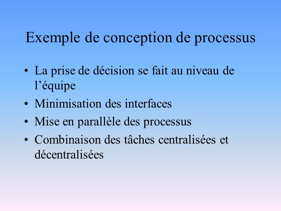 Exemple de conception de processus