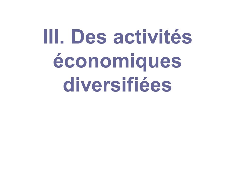 III. Des activités économiques diversifiées