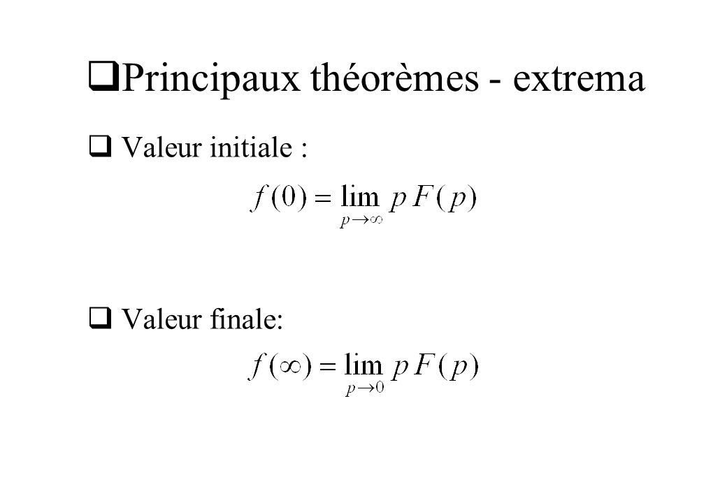 Principaux théorèmes - extrema