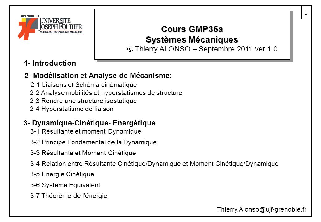 Cours GMP35a Systèmes Mécaniques