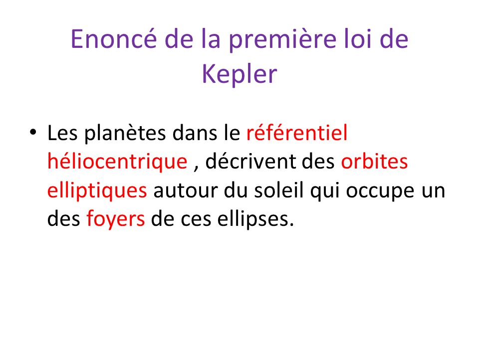Enoncé de la première loi de Kepler