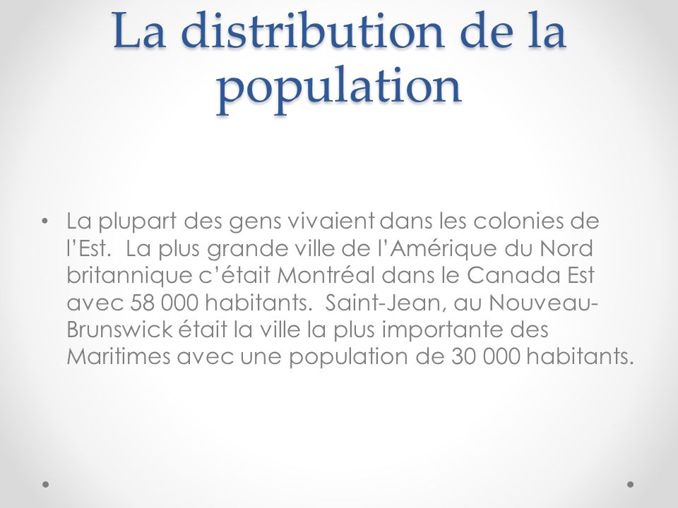 La distribution de la population