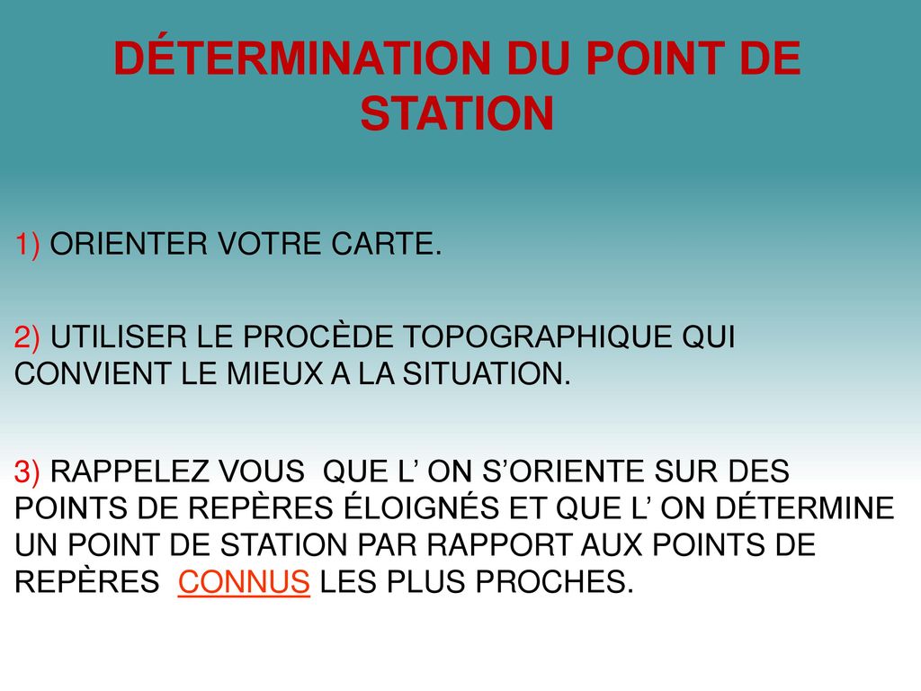 DÉTERMINATION DU POINT DE STATION