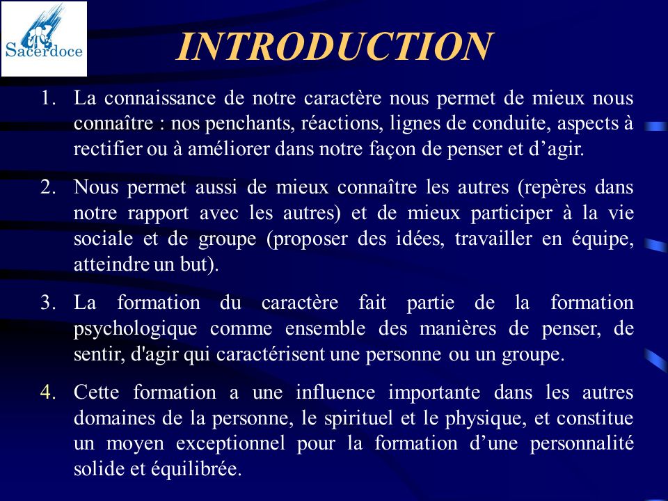 LE CARACTERE Introduction D finition de temp rament et de