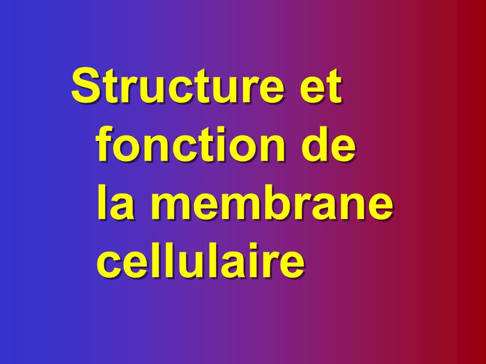 Structure et fonction de la membrane cellulaire