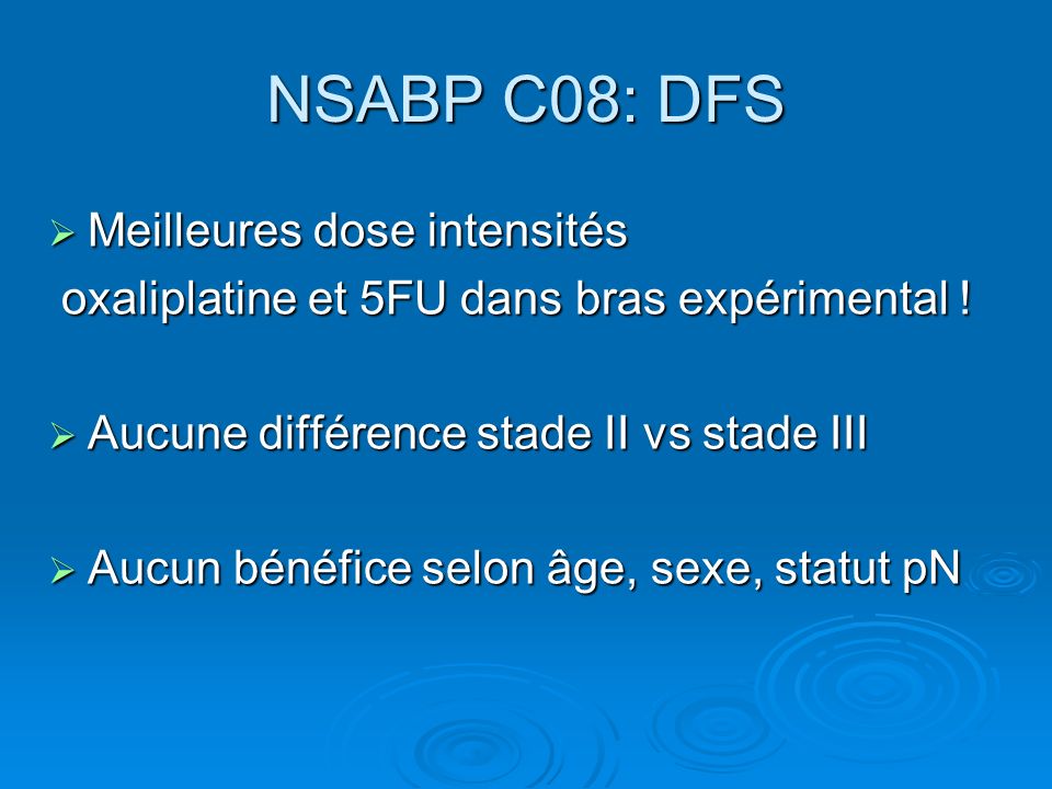 NSABP C08: DFS Meilleures dose intensités