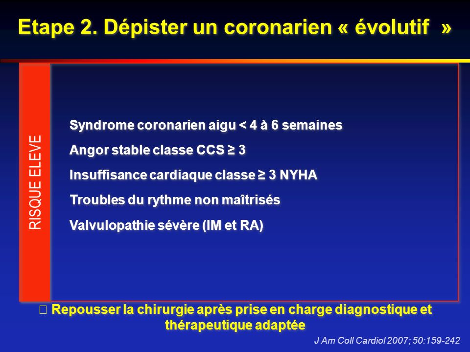 Etape 2. Dépister un coronarien « évolutif »