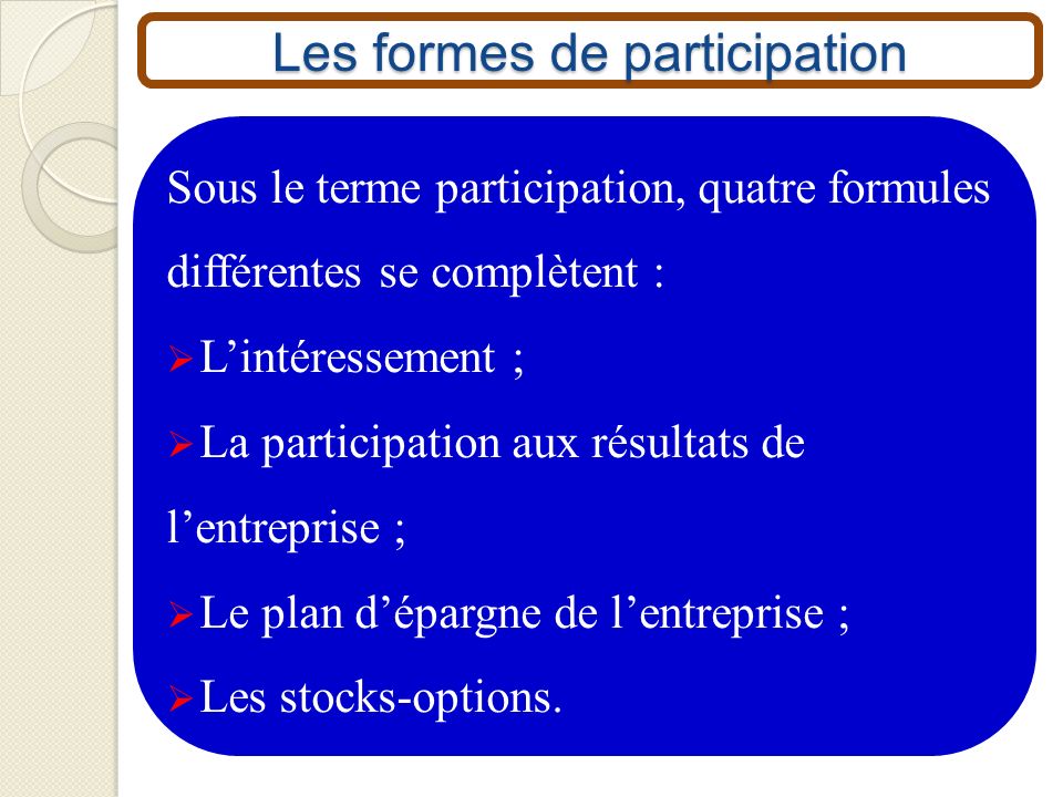 Les formes de participation