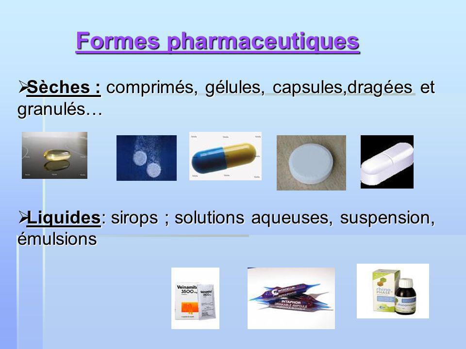 Les formes orales solides (comprimés, capsules et microméritique